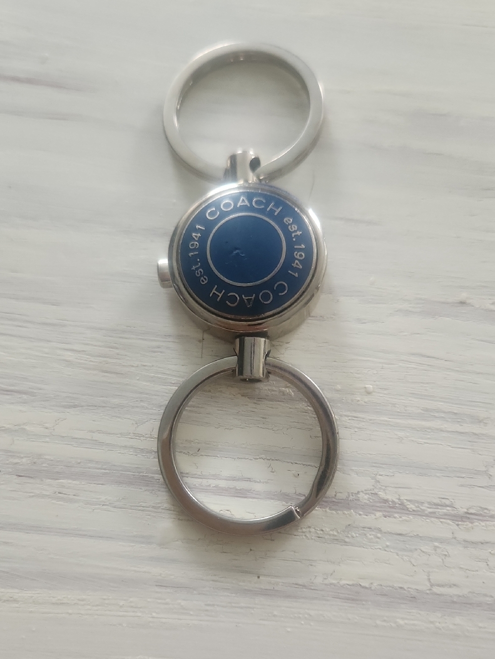 Coach Blue and Silver Logo Key Fob